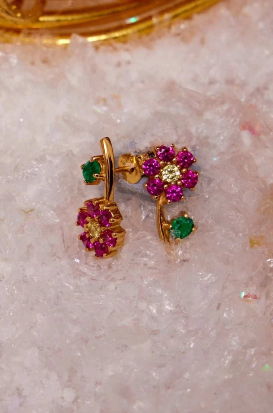 Scream Pretty Mismatched Floral Stud Earrings - Unique Handmade Flower Earrings for Women
