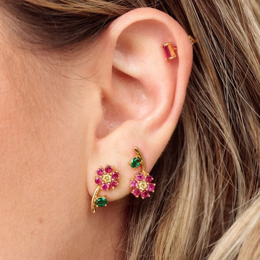 Scream Pretty Mismatched Floral Stud Earrings - Unique Handmade Flower Earrings for Women