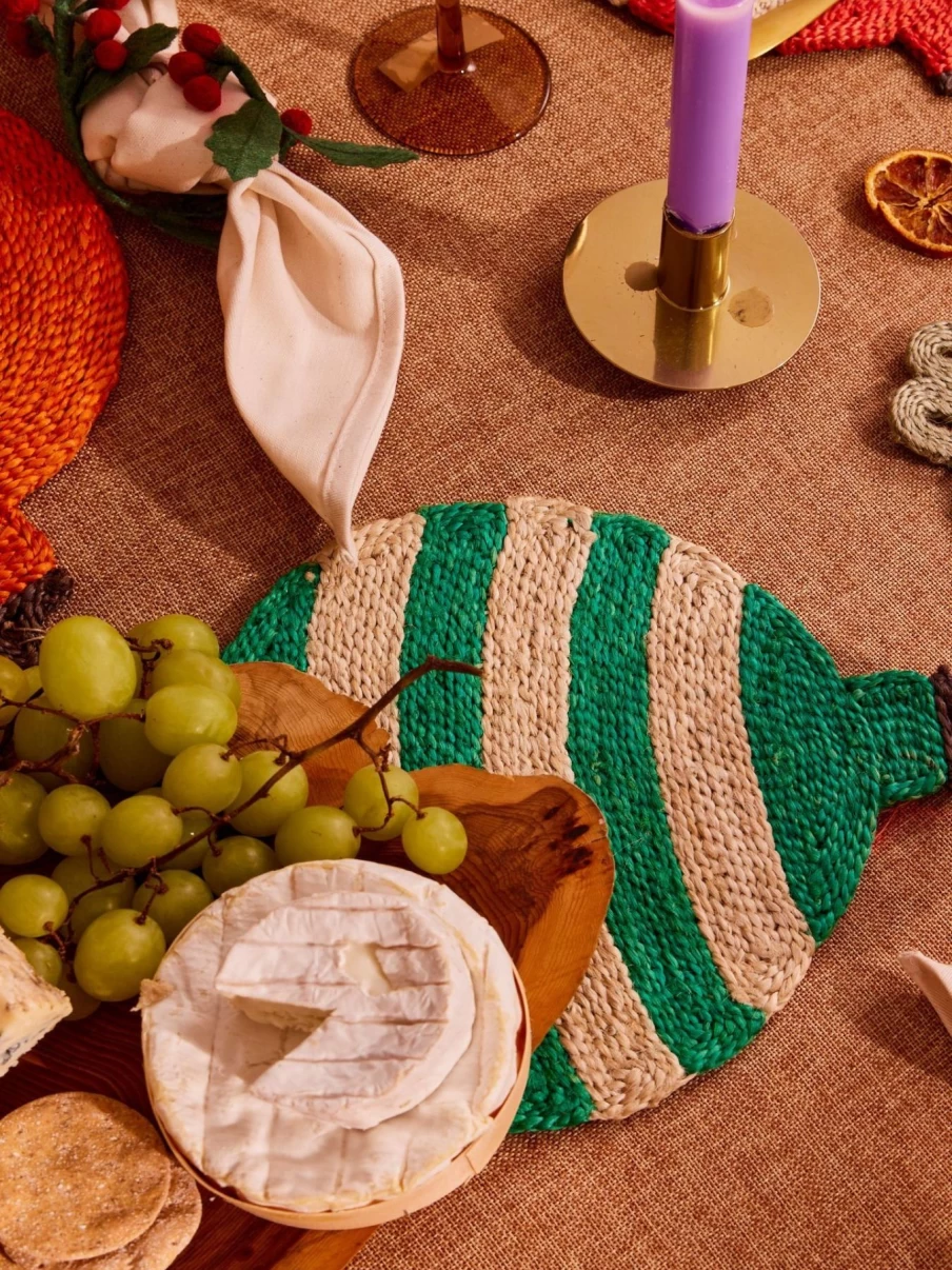 The Jacksons Green Stripe Christmas Bauble Placemat for Holiday Table Decor