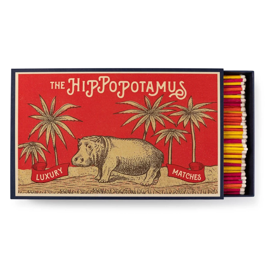 "Archivist Gallery Hippopotamus Giant Matches - Unique Collectible Matchbox Art"
