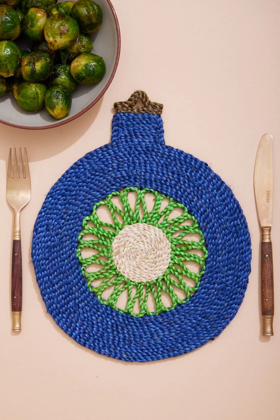 The Jacksons Blue and Green Star Bauble Christmas Table Placemat for Holiday Decor