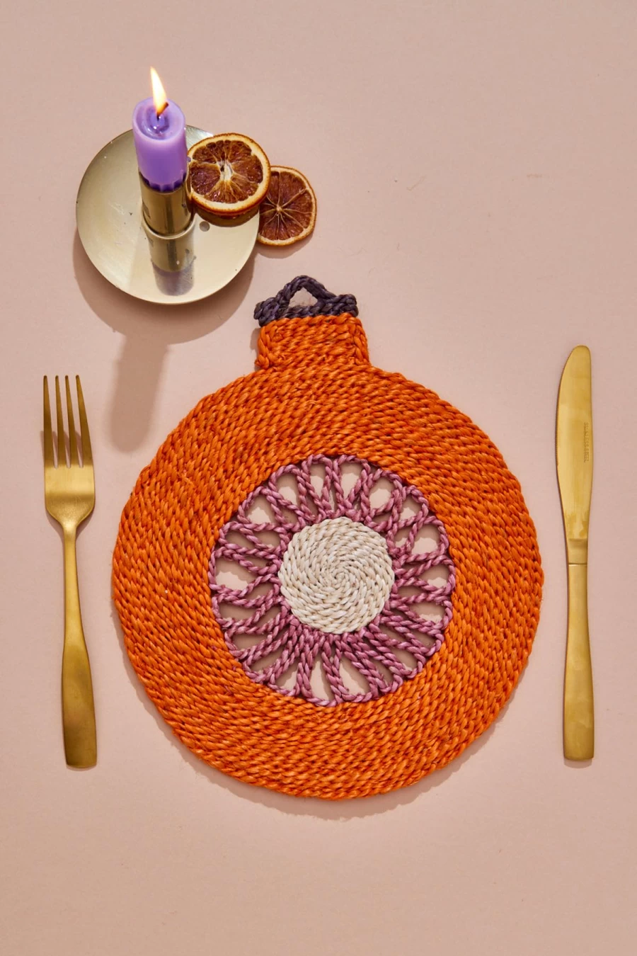 The Jacksons Orange Star Bauble Christmas Table Placemat - Festive Holiday Dining Decor