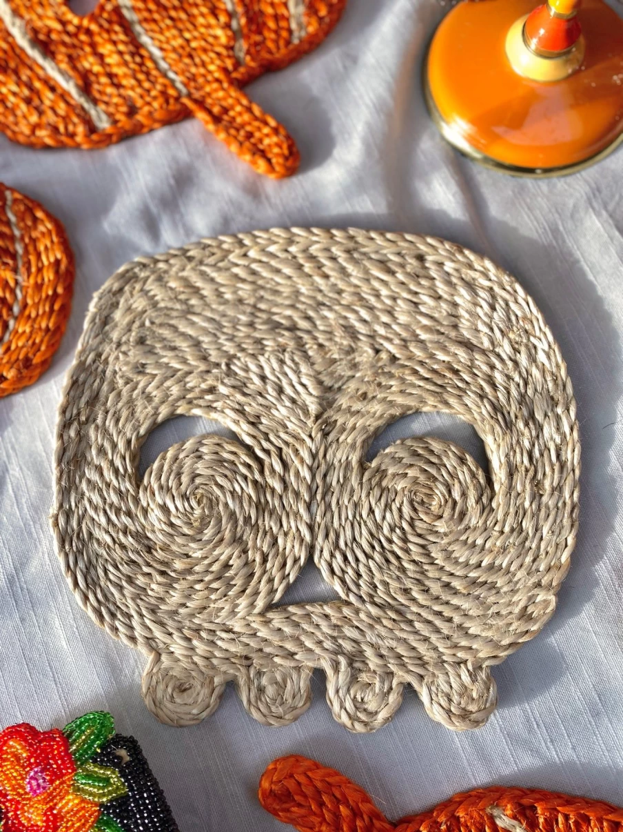 The Jacksons Skull Design Natural Fiber Placemat - Gothic Home Decor Dining Table Mat