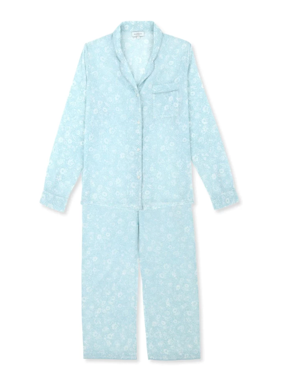 "Scarlette Ateliers Women's Victor Blue Long Sleeve Pyjama Set - Comfortable Sleepwear Pajamas"