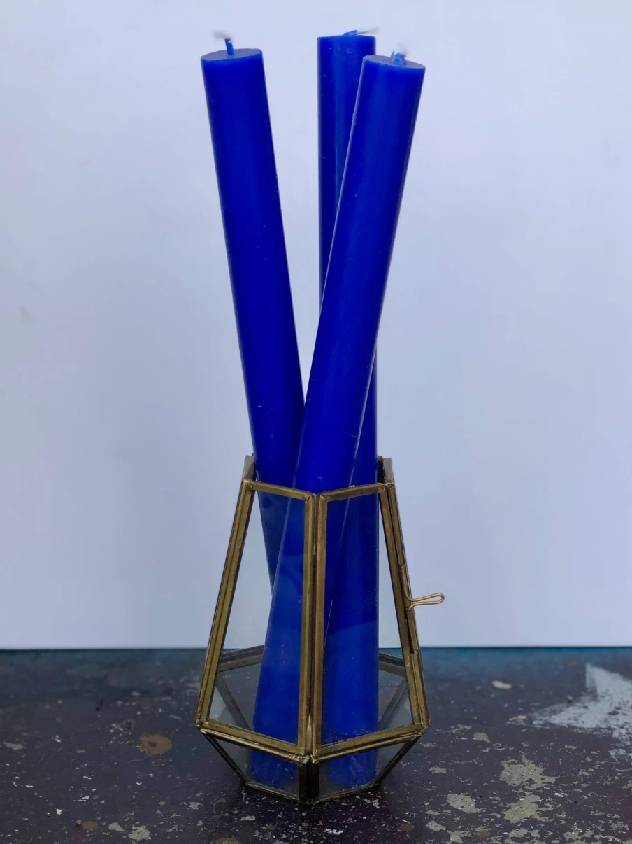 "True Grace Cobalt Blue Scented Dining Candles – Elegant Home Decor & Aromatic Ambiance"