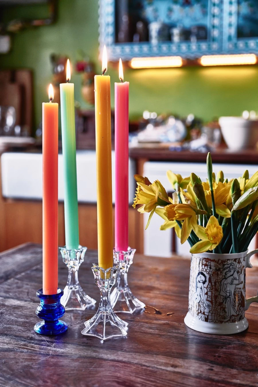 "True Grace Cobalt Blue Scented Dining Candles – Elegant Home Decor & Aromatic Ambiance"