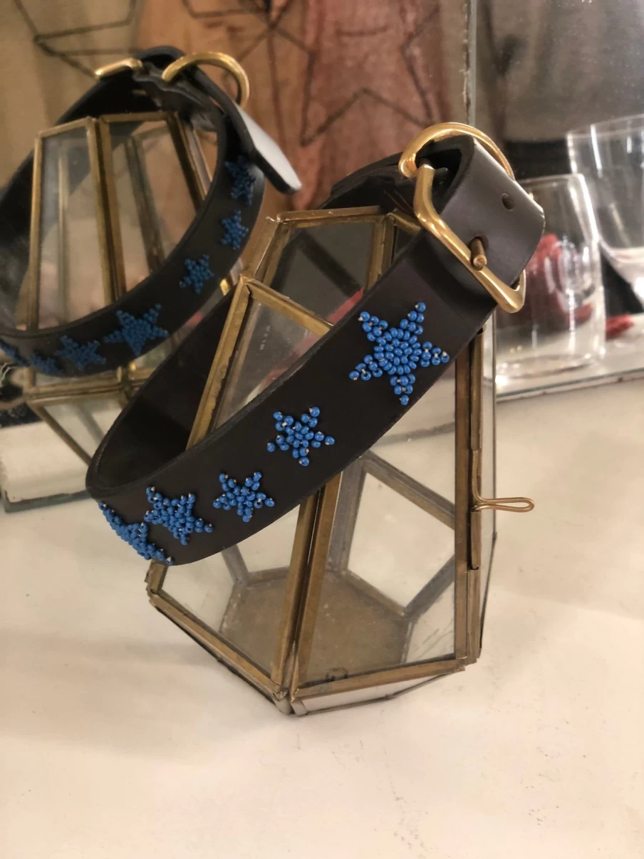 The Jacksons Blue Star Pattern Reflective Dog Collar – Adjustable Pet Collar for Safety & Style