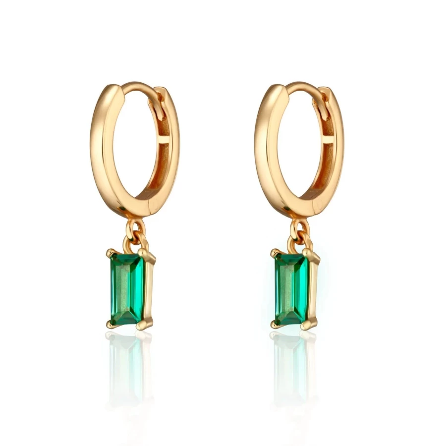 Scream Pretty Green Baguette Hoop Earrings - Elegant Charm Dangle Hoops for Women