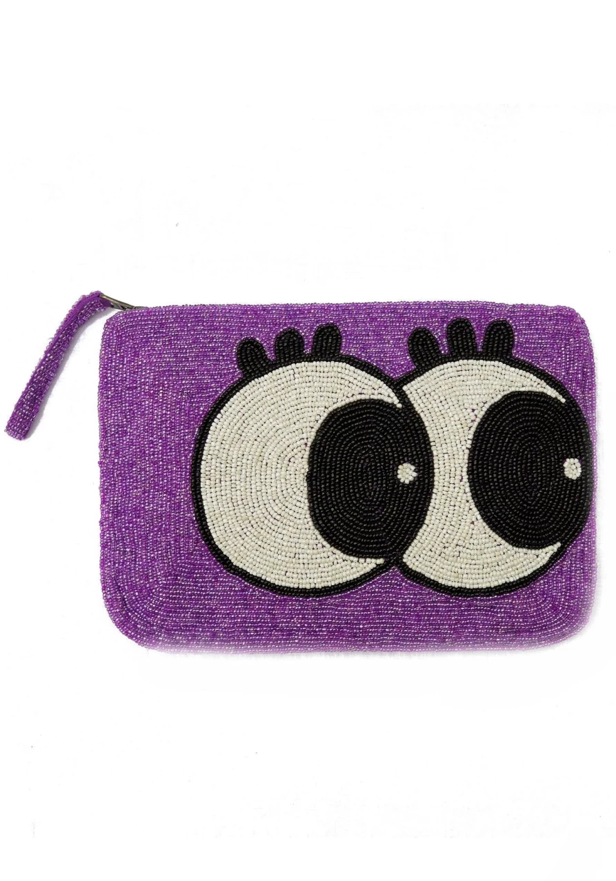 The Jacksons Purple Big Eyes Beaded Clutch Bag for Women
