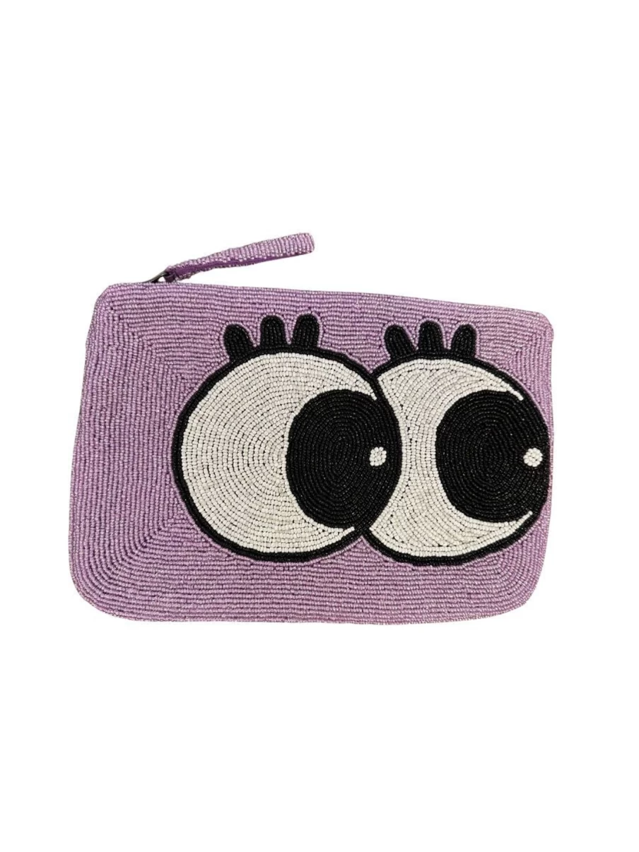 The Jacksons Purple Big Eyes Beaded Clutch Bag for Women