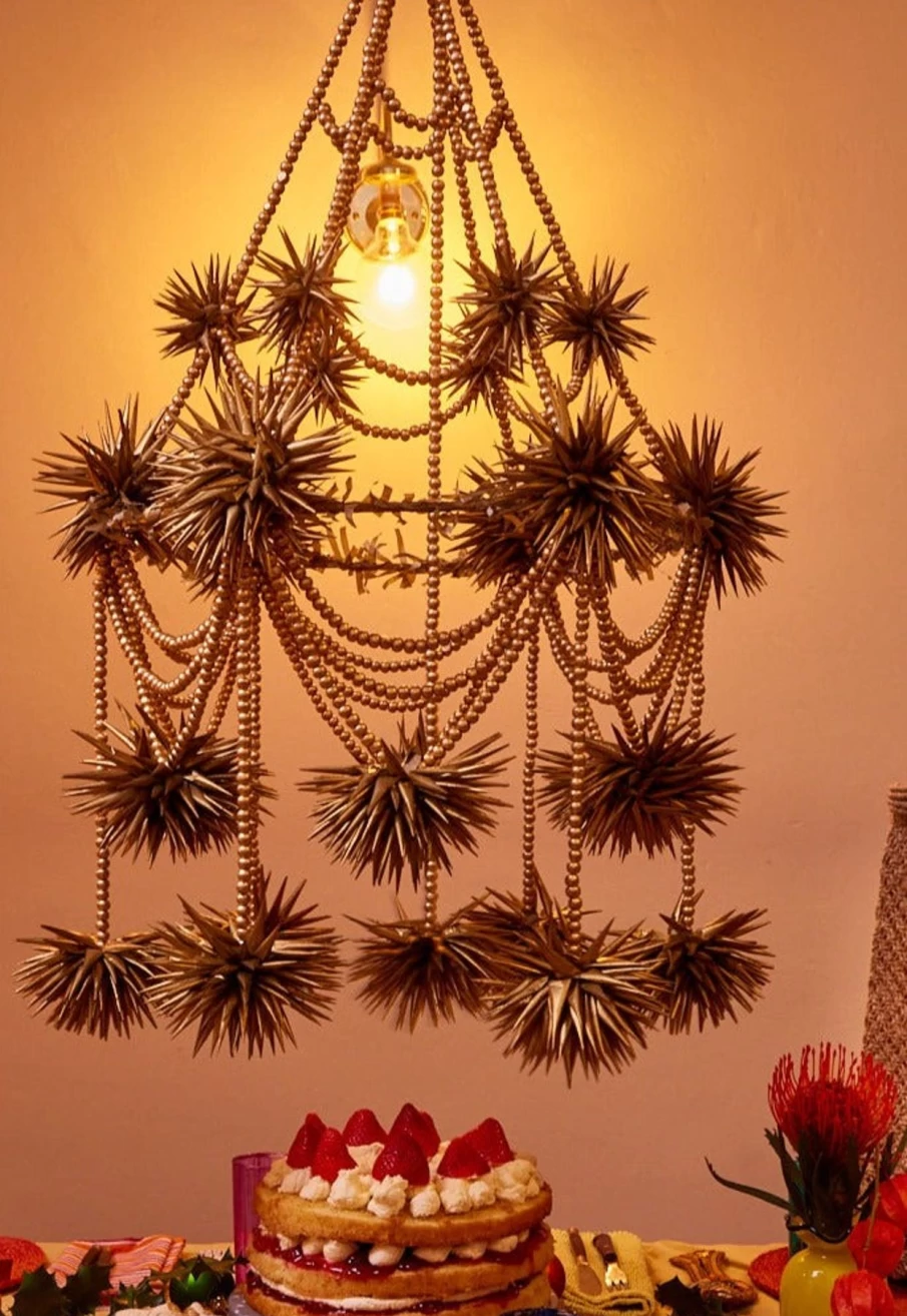 Cody Foster Gold Paper Chandelier - Elegant Handcrafted Decorative Lighting for Home & Events
