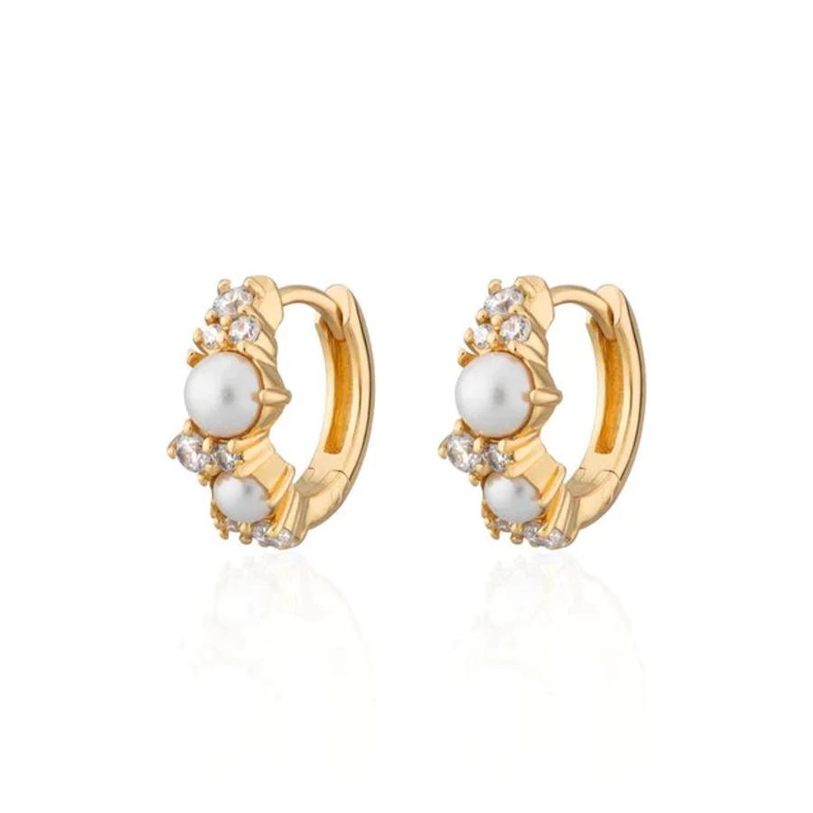 "Scream Pretty Pearl Huggie Hoop Earrings - Elegant Pearl Studded Huggie Earrings for Women"