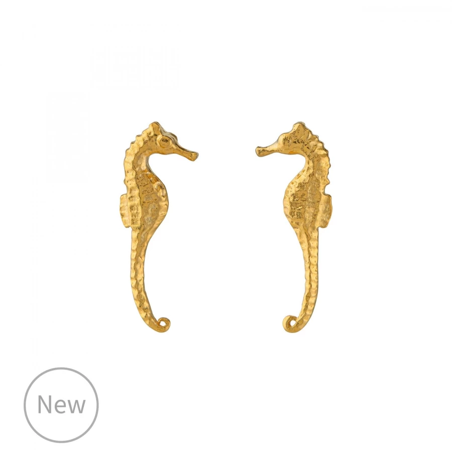 Alex Monroe Seahorse Stud Earrings - Sterling Silver Marine Life Jewelry