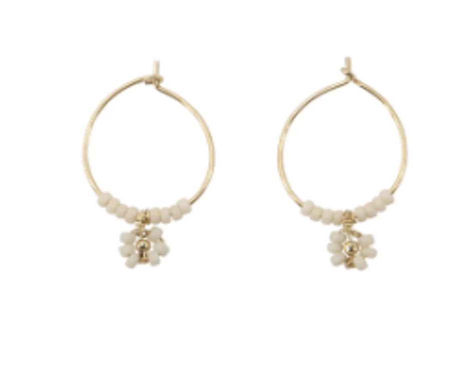 SIDAI DESIGNS Floral Hoop Earrings for Women - Handmade Flower Dangle Earrings, Boho Chic Gold-Tone Jewelry Gift