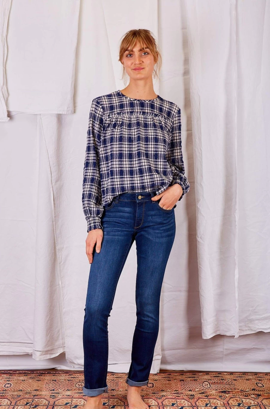 DL1961 Women's Coco Curvy Straight Leg Jeans in Dark Wash Denim