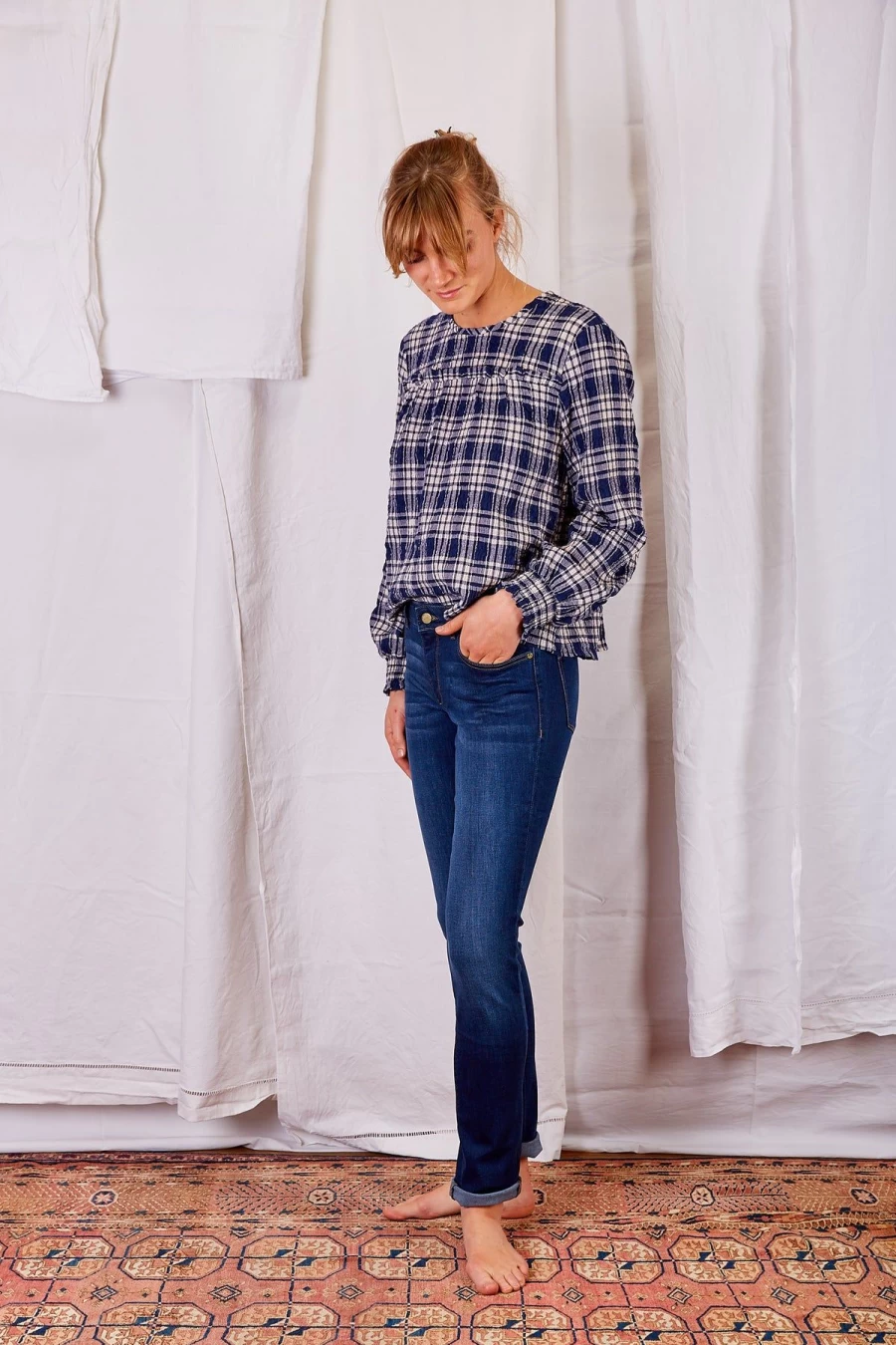 DL1961 Women's Coco Curvy Straight Leg Jeans in Dark Wash Denim