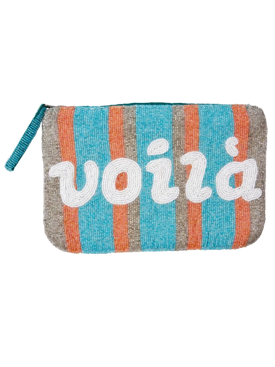 The Jacksons Voila Bead Clutch - Silver, Blue, Pink & White Elegant Evening Bag