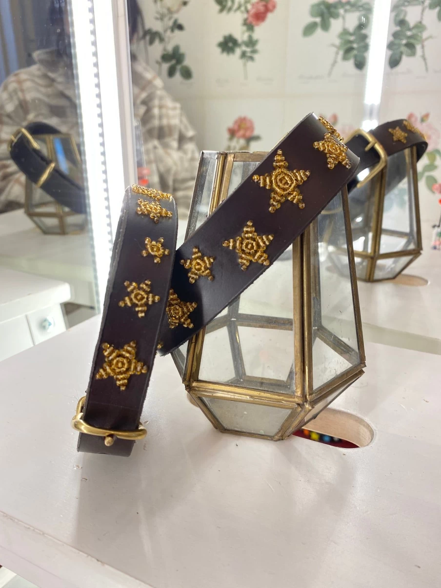 The Jacksons Gold Star Embellished Dog Collar – Shiny & Stylish Pet Accessory for Small to Medium Breeds