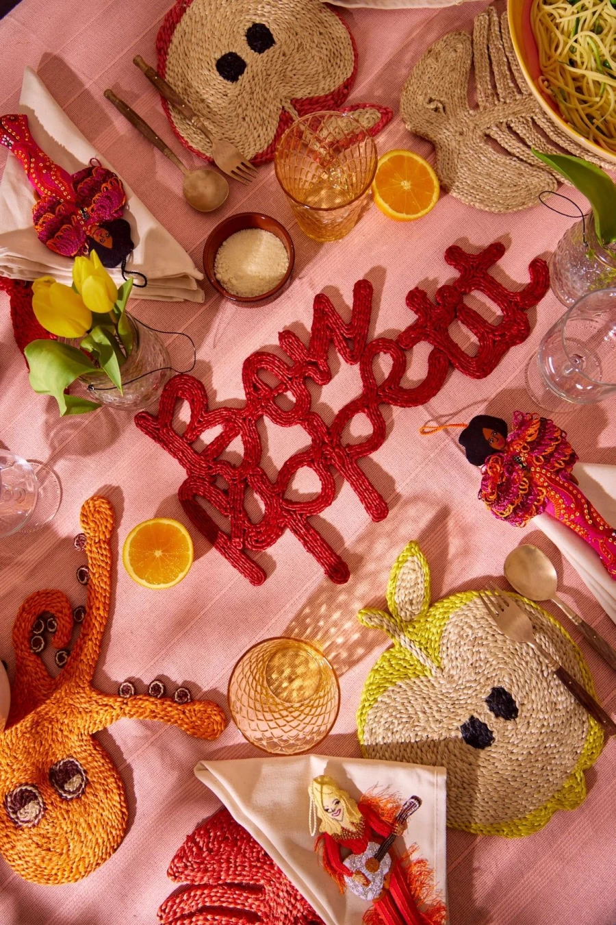 The Jacksons Red Bon Appétit Placemat - Premium Dining Table Mat for Stylish Decor