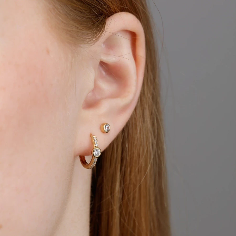 "Scream Pretty Sparkling Bezel Huggie Hoop Earrings – Dazzling Cubic Zirconia Studs"
