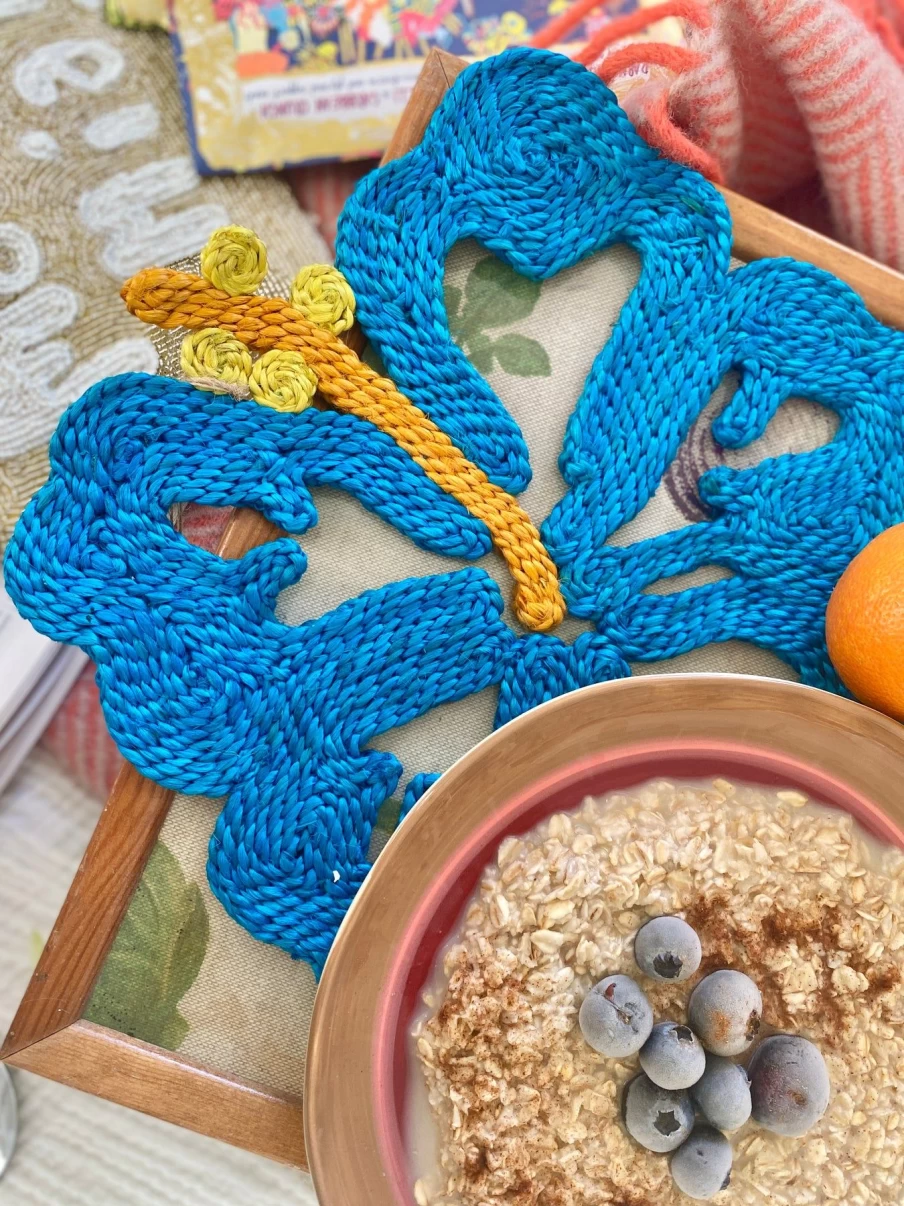 The Jacksons Blue Hibiscus Placemat - Handmade Decorative Table Mat for Dining & Kitchen