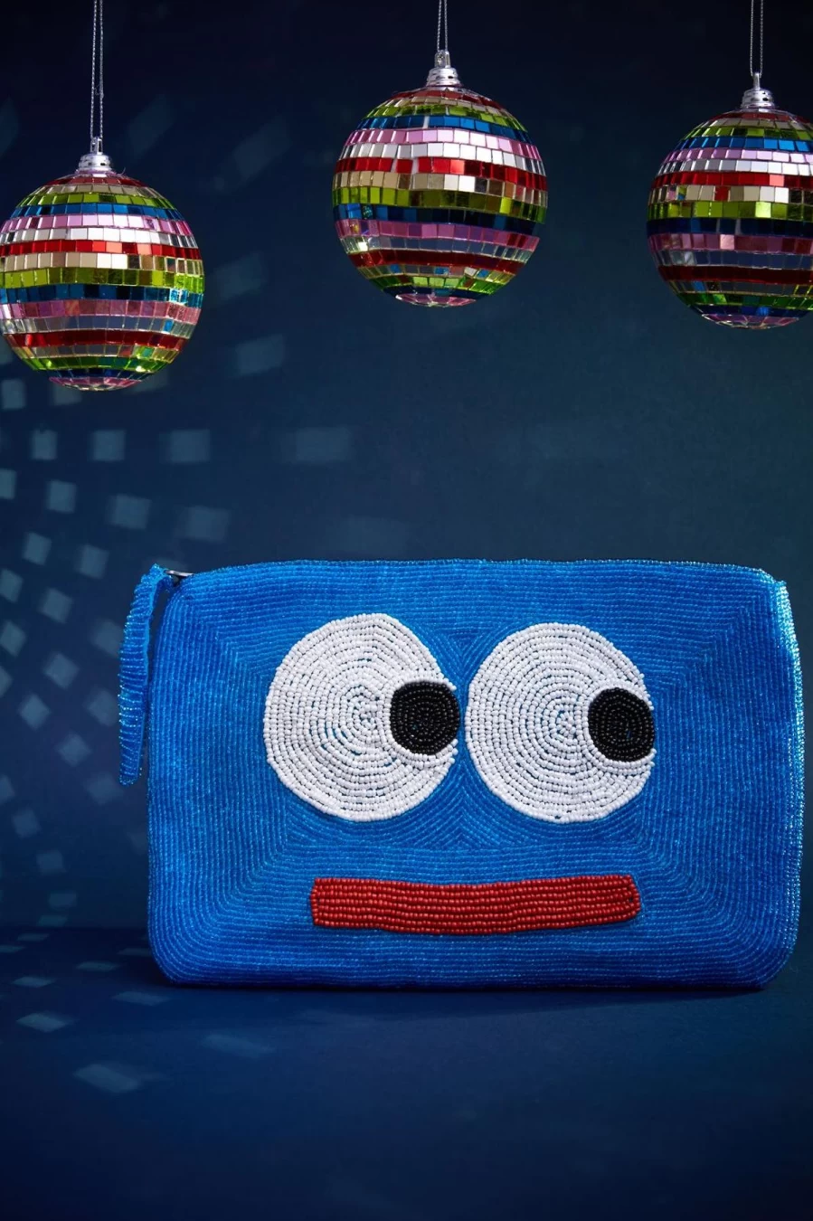 The Jacksons Blue and Red Beaded Clutch Bag - Elegant Eye Design Handbag