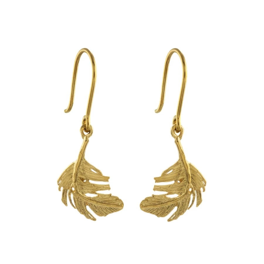 Alex Monroe Little Feather Hook Earrings - Elegant Handcrafted Jewelry