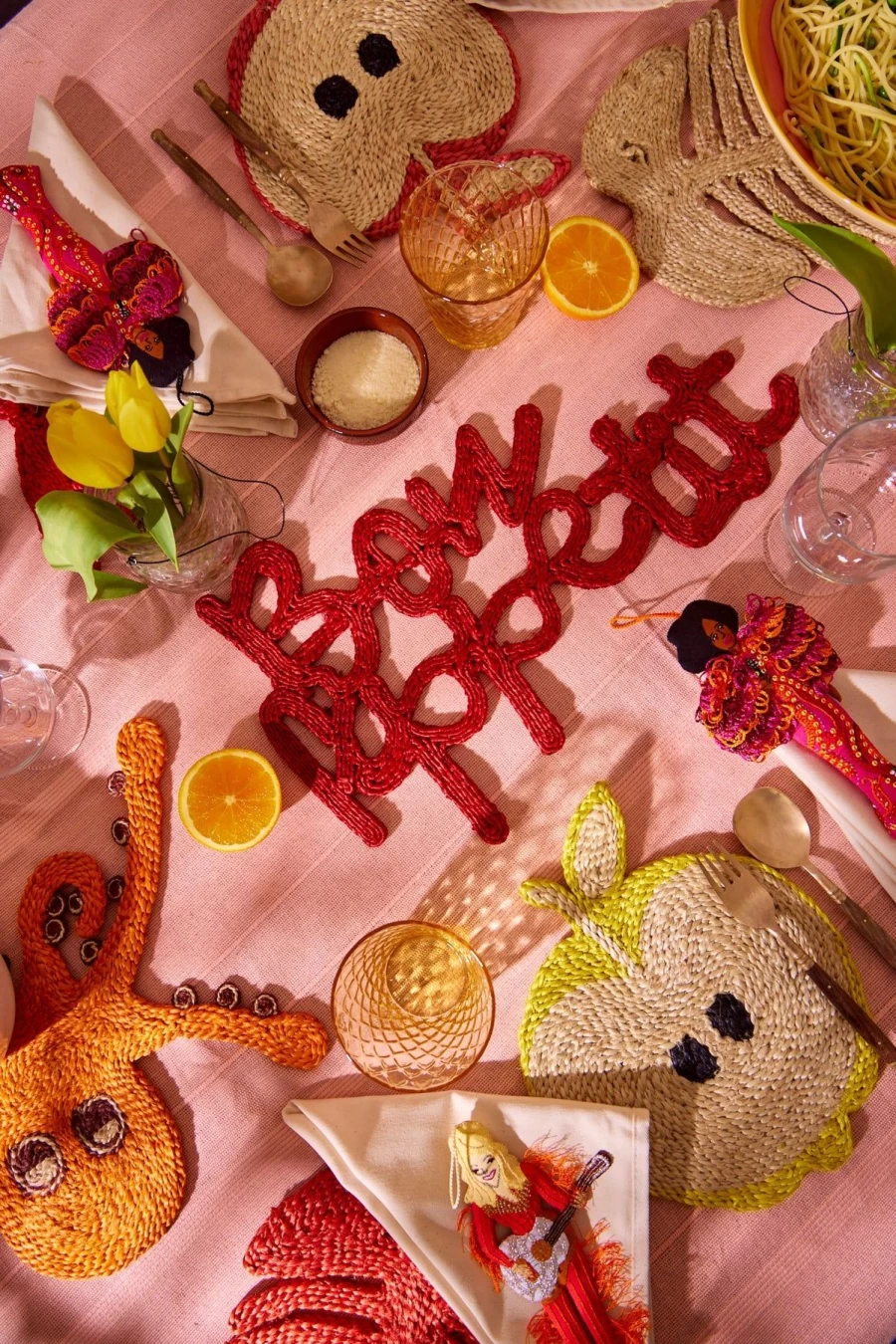 The Jacksons Red Bon Appetit Placemat - Premium Dining Table Mat for Stylish Decor