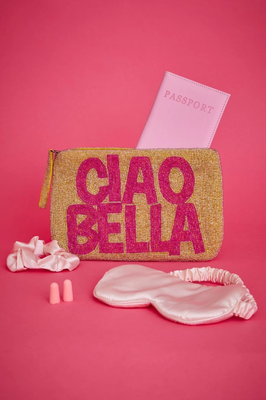 The Jacksons Gold and Pink Beaded Clutch - Elegant Ciao Bella Evening Bag