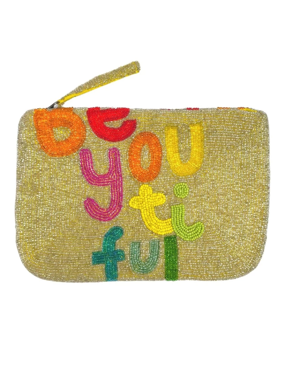 The Jacksons Gold and Multi Beaded Clutch Purse - Elegant Be You Ti Ful Design for Women