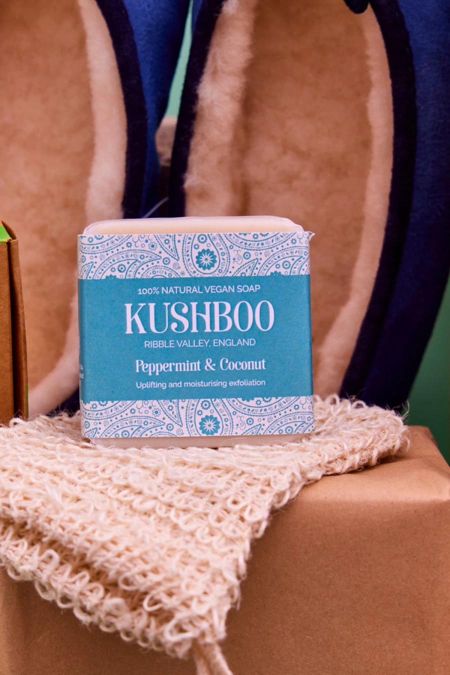 "Kushboo Natural Peppermint & Coconut Oil Handmade Soap for Refreshing Skin"