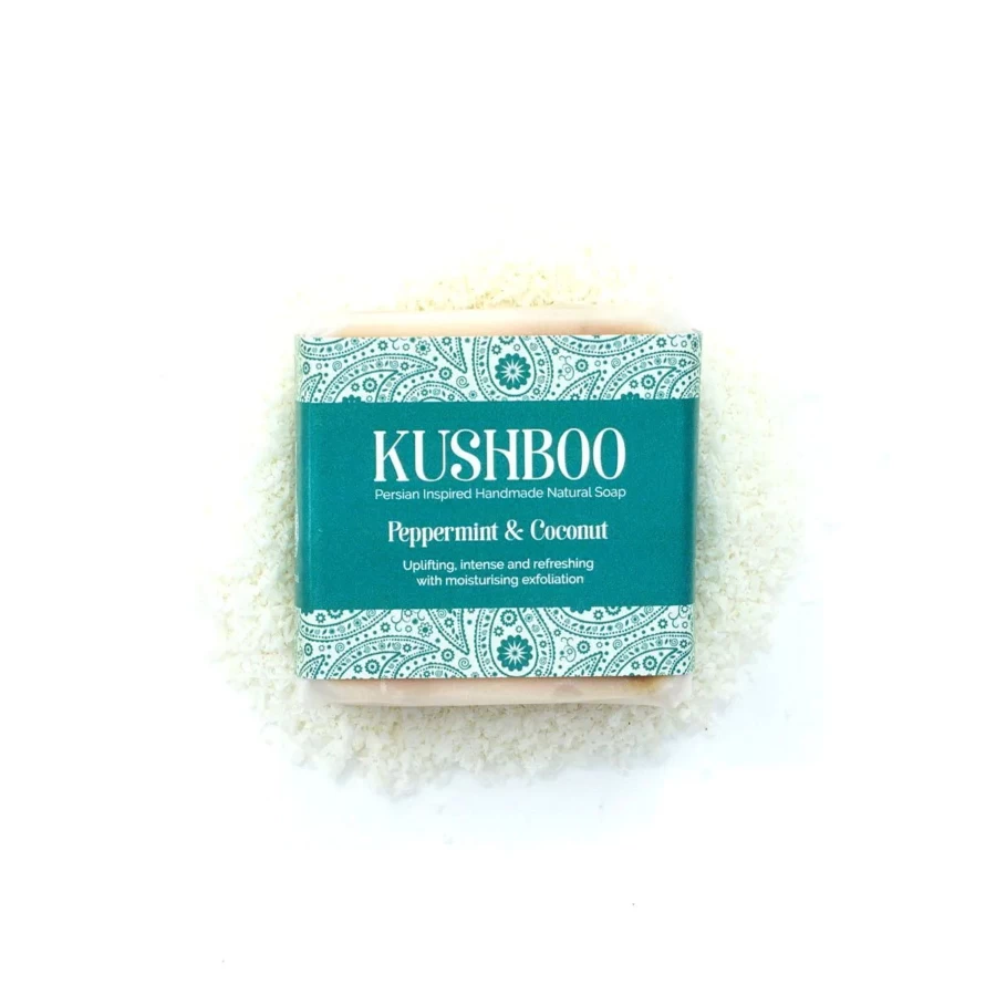 "Kushboo Natural Peppermint & Coconut Oil Handmade Soap for Refreshing Skin"