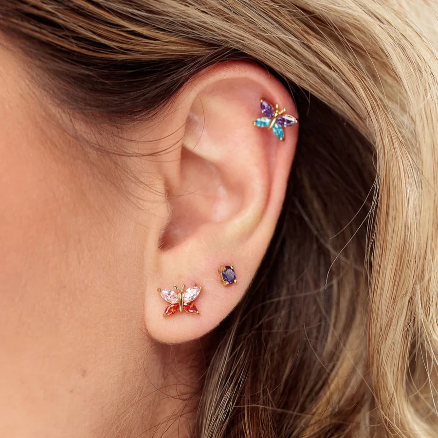 Scream Pretty Colour Pop Butterfly Stud Earrings for Women - Vibrant Handmade Dangle Earrings