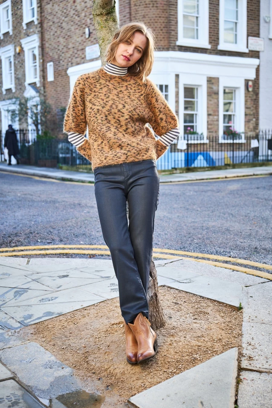 Jeff Women's Tokyo Leopard Print Sweater - Stylish Animal Pattern Knit Jumper
