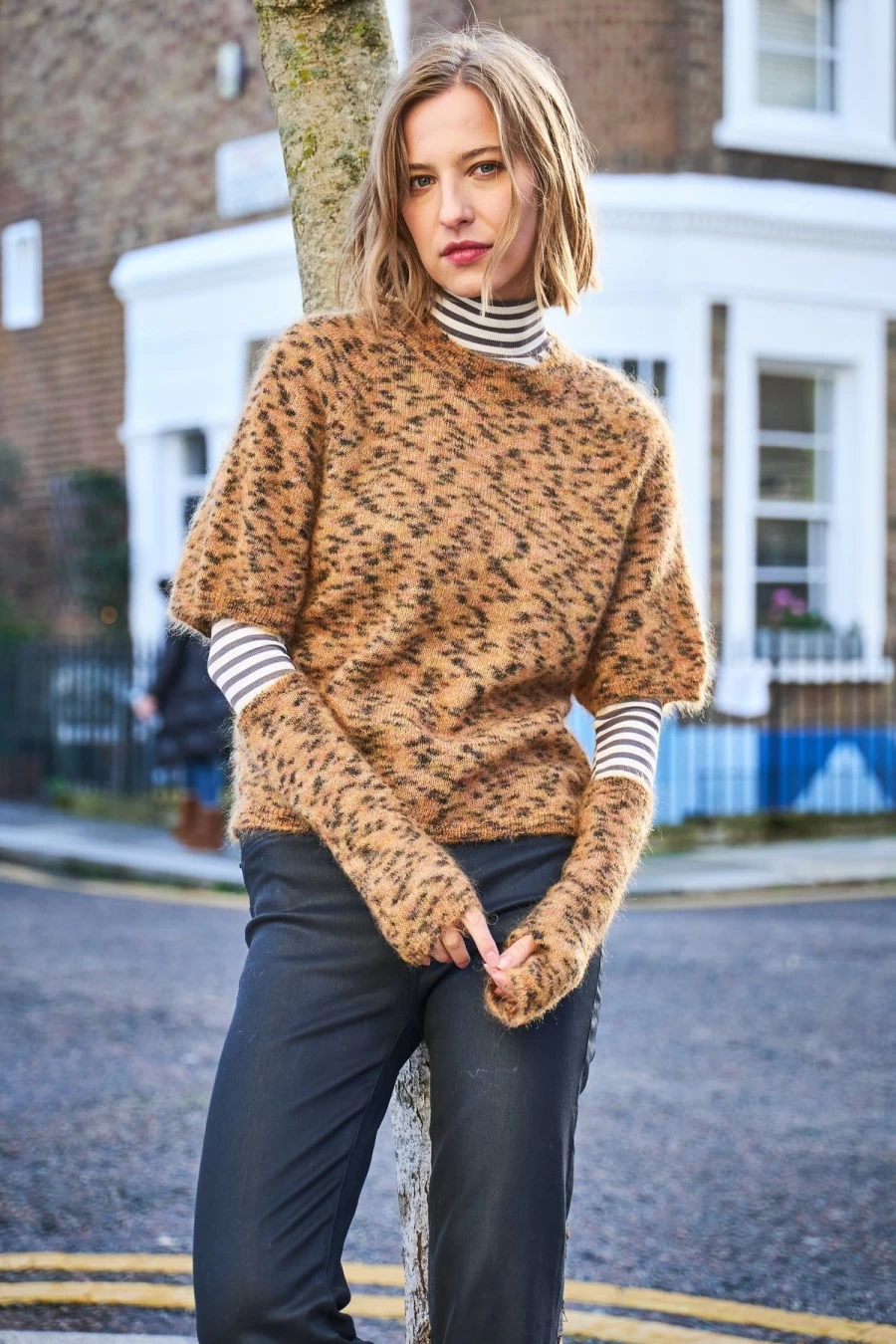 Jeff Women's Tokyo Leopard Print Sweater - Stylish Animal Pattern Knit Jumper