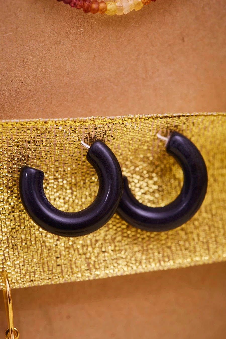 Just Trade Natural Tagua Nut Navy Blue Small Hoop Earrings – Eco-Friendly & Handcrafted