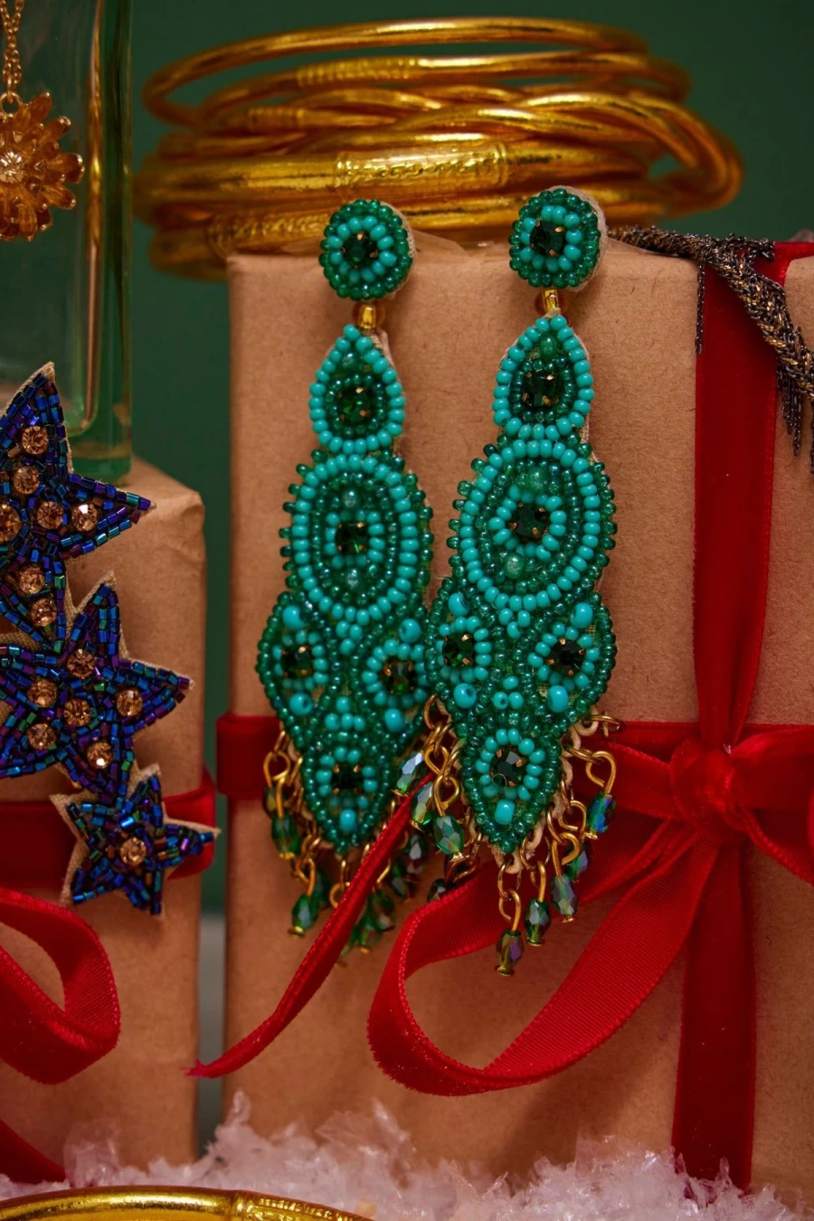 "The Jacksons Turquoise Beaded Long Dangle Earrings – Handmade Boho Chic Jewelry"
