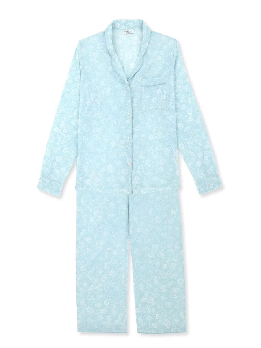 "Scarlette Ateliers Women's Victor Blue Long Sleeve Pyjama Set - Comfortable Sleepwear"