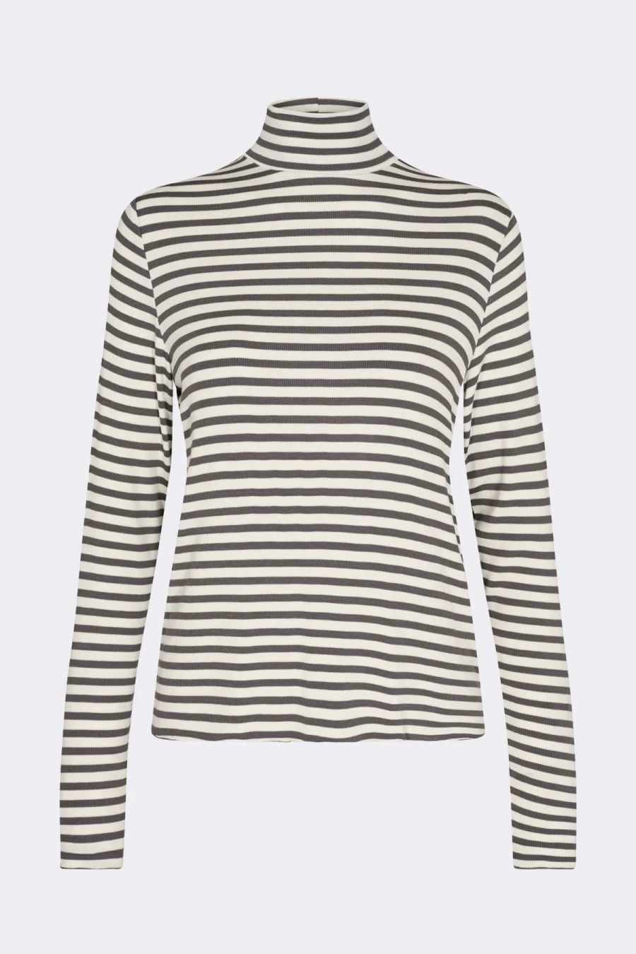 Levete Women's White & Eiffel Stripe Poloneck Top