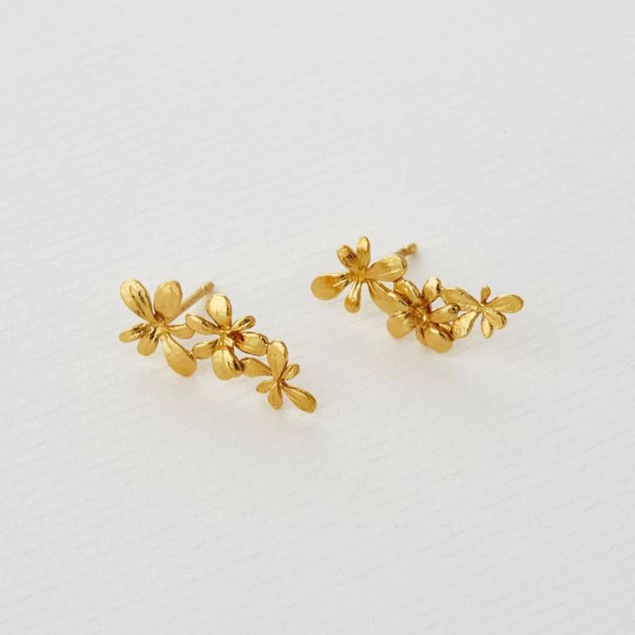 Alex Monroe Sprouting Rosette Stud Earrings - Floral Design Sterling Silver Studs
