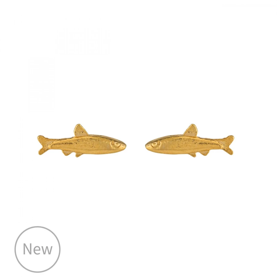 Alex Monroe Little Fish Stud Earrings - Handcrafted Gold Silver Jewelry