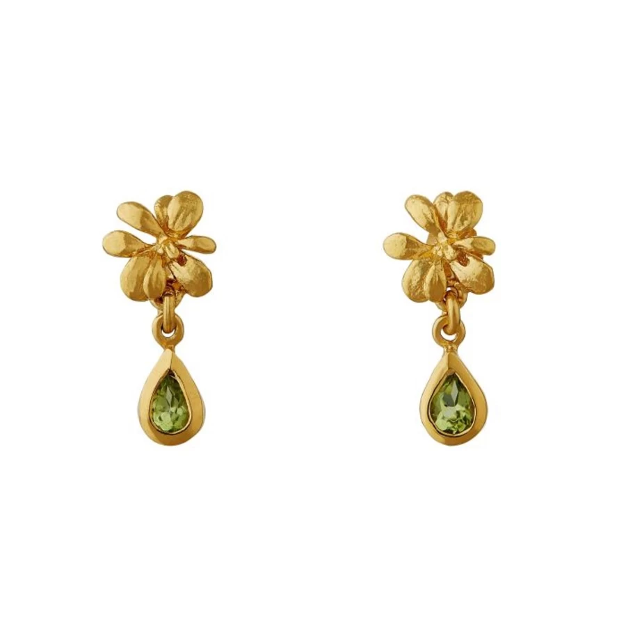 Alex Monroe Small Peridot Drop Rosette Stud Earrings